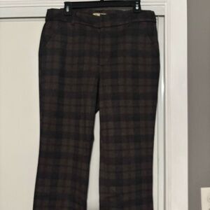 Brown and Black Plaid Pants - High Rise